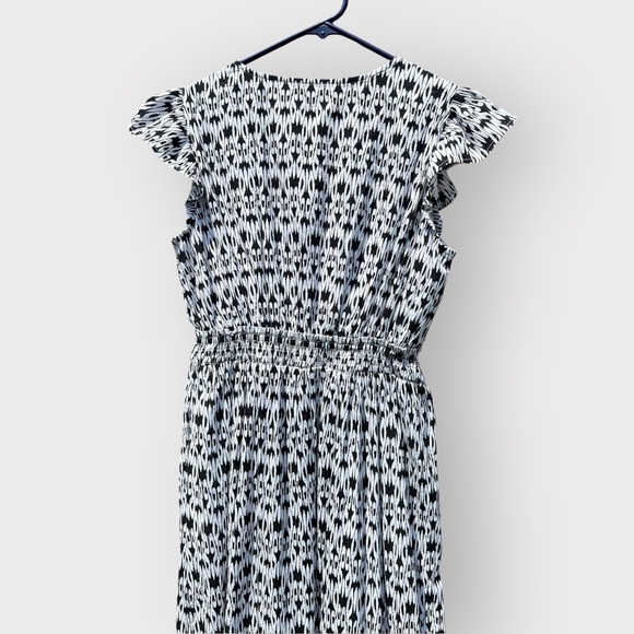 LOFT Beach CutOut Ruffle Sleeve Tiered Patterned Dress - Picture 3 of 10